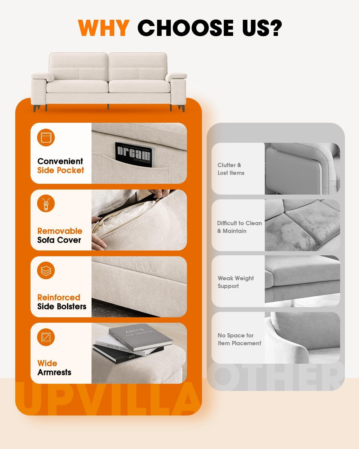 Beige Loveseat With Removable Cover For Living Room