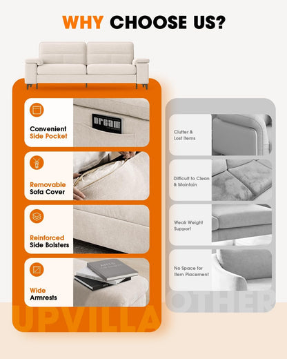 Beige Loveseat With Removable Cover For Living Room