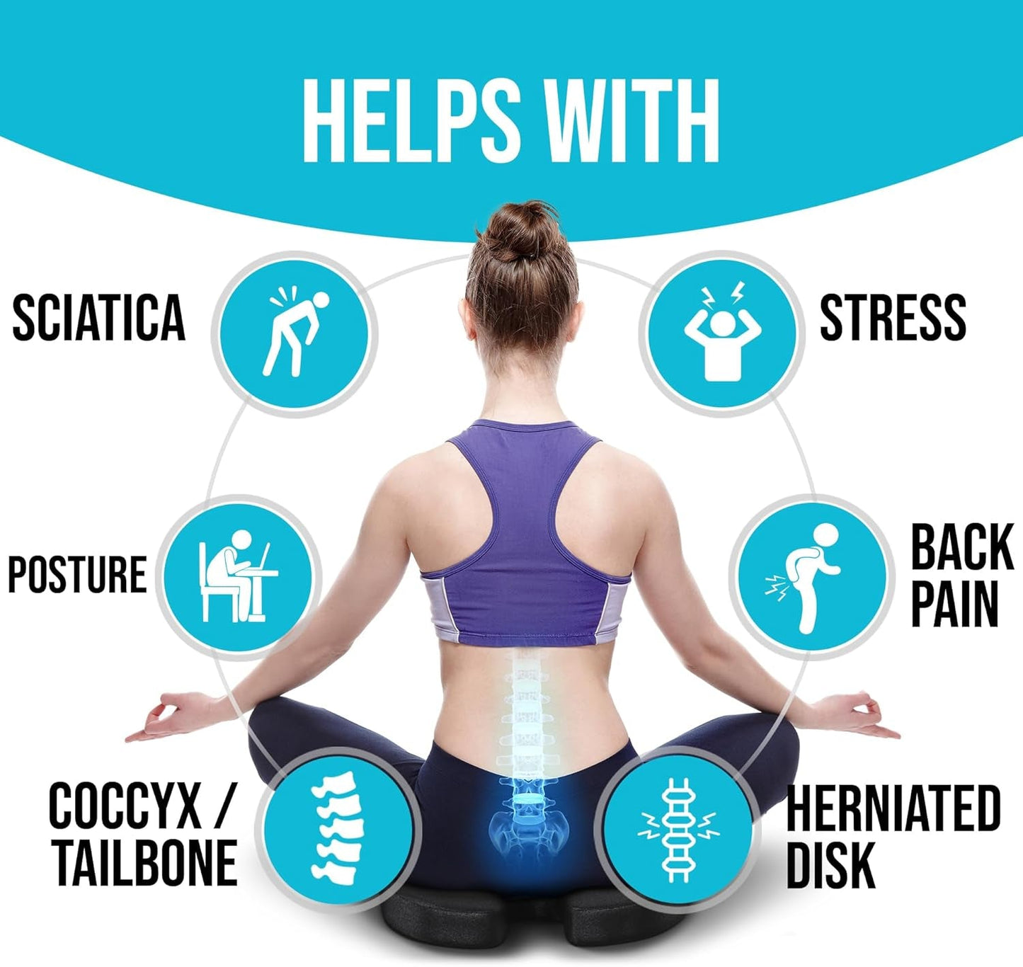 XL Memory Foam Seat Cushion Lumbar Support Office Chair