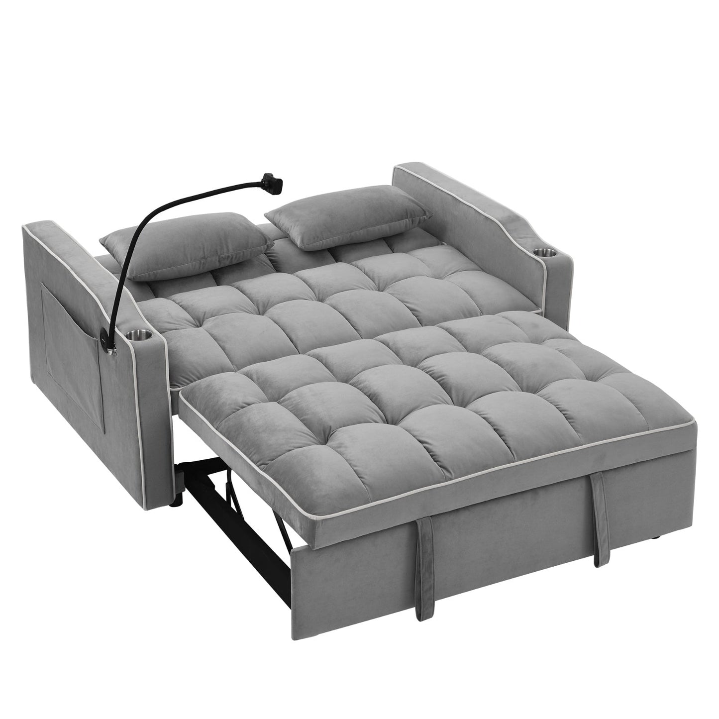 55.51 Inch Versatile Foldable Sofa Bed In 3 Lengths, Modern Sofa Sofa