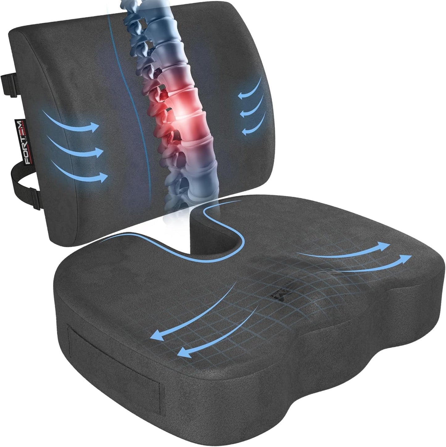 Memory Foam Lumbar Support Seat Cushion For Office Chair