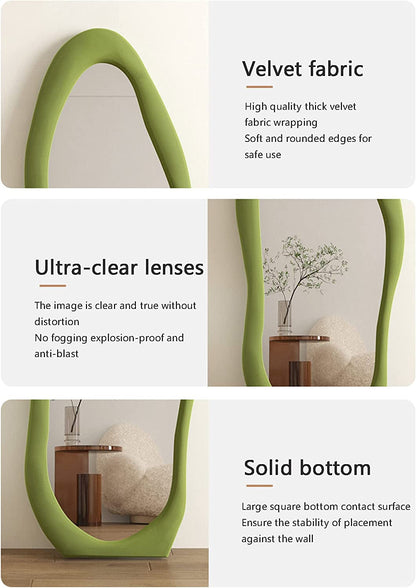 Blue Irregular Wavy Full Length Floor Mirror 63x24 Inch