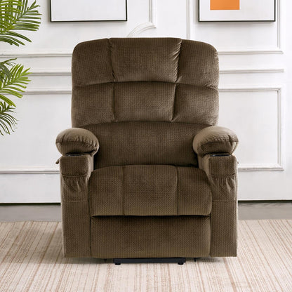 Brown Dual Motor Lift Recliner With Massage Heat USB