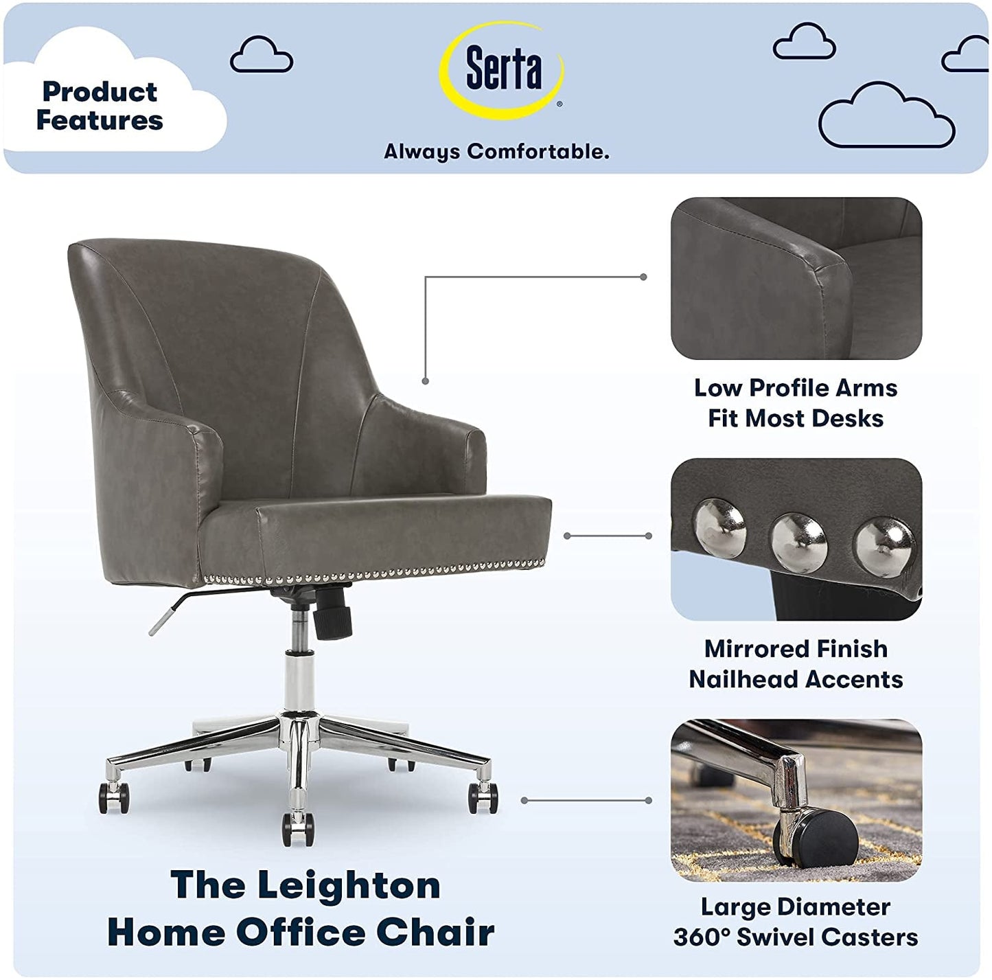 Memory Foam Office Chair With Adjustable Height For Desk