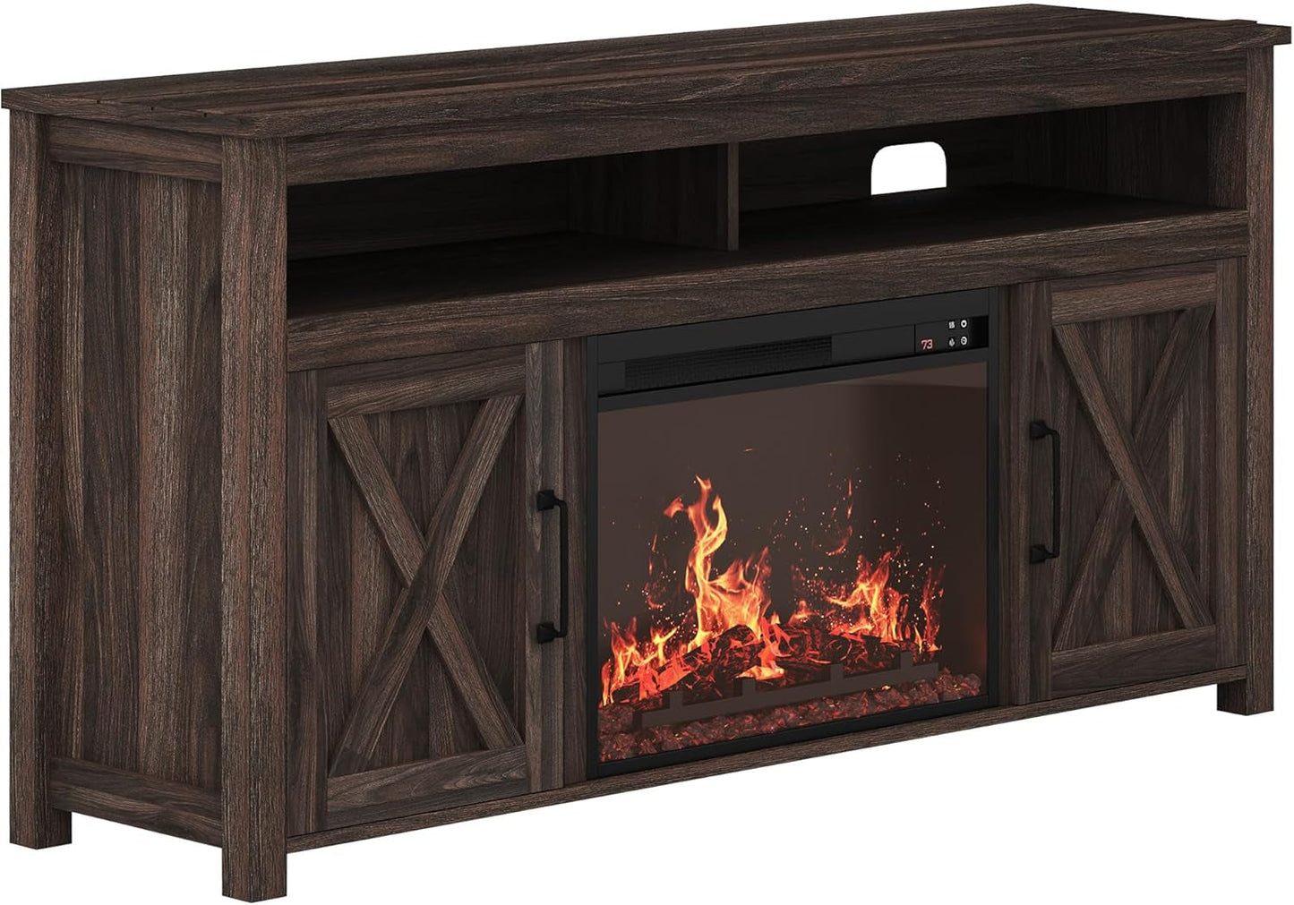 65 Inch Electric Fireplace TV Stand Modern Farmhouse Design