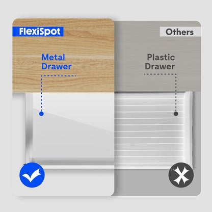 Electric Standing Desk USB Ports And Drawer Bamboo White