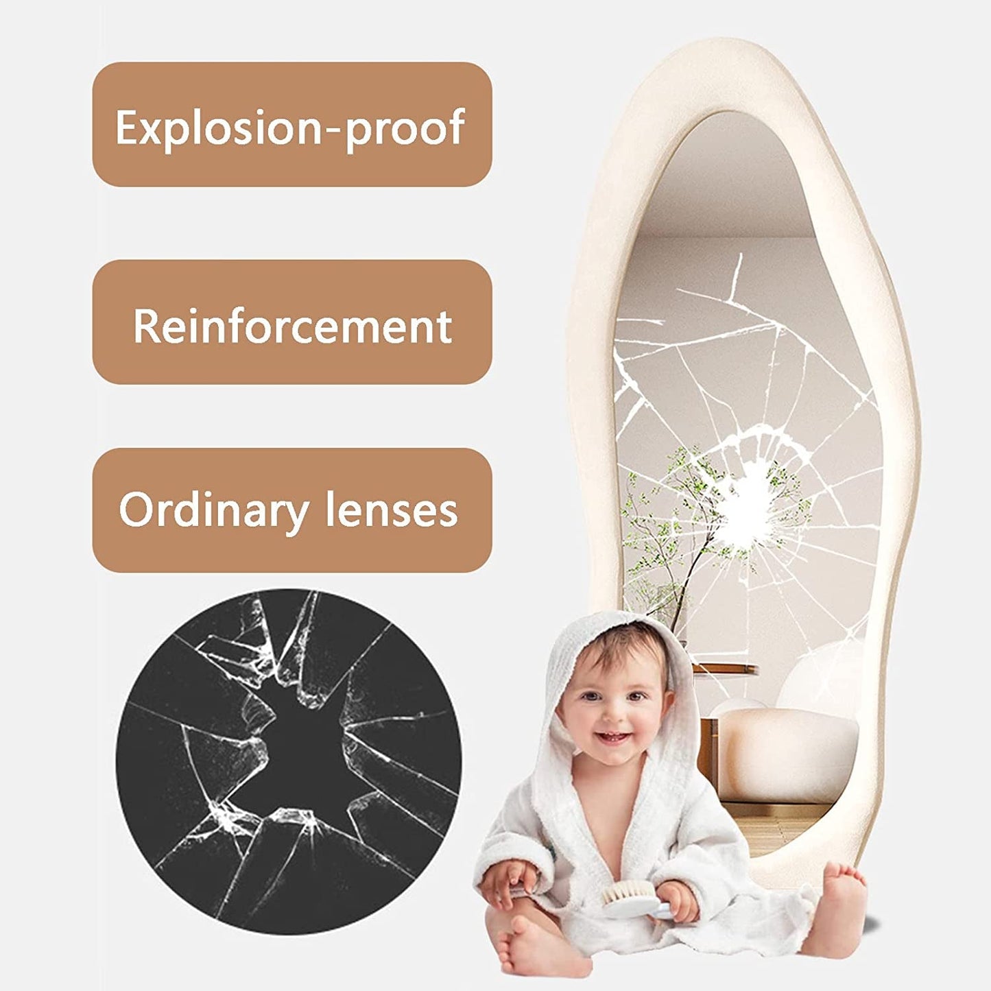 Blue Irregular Wavy Full Length Floor Mirror 63x24 Inch