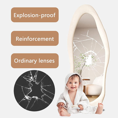 Blue Irregular Wavy Full Length Floor Mirror 63x24 Inch