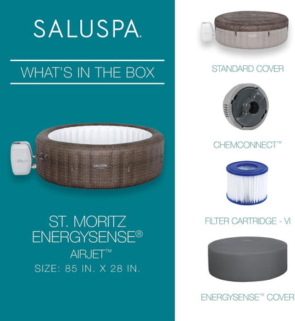 7 Person Round Inflatable Hot Tub 180 Jets Energy Efficient