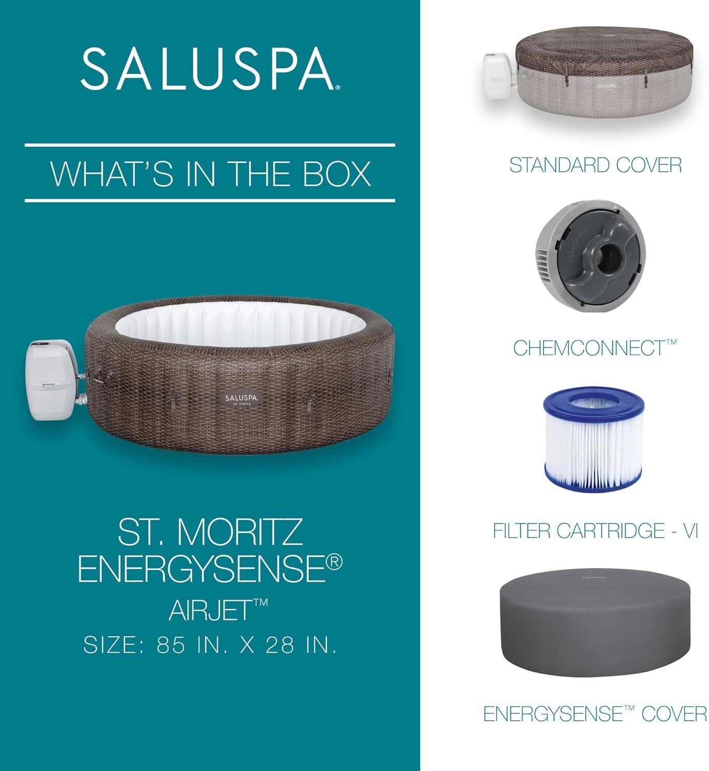 7 Person Round Inflatable Hot Tub With 180 Jets Spa