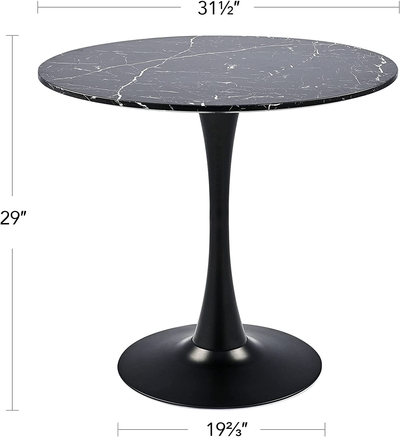 32 Inch Round Dining Table With Faux Marble Top Modern