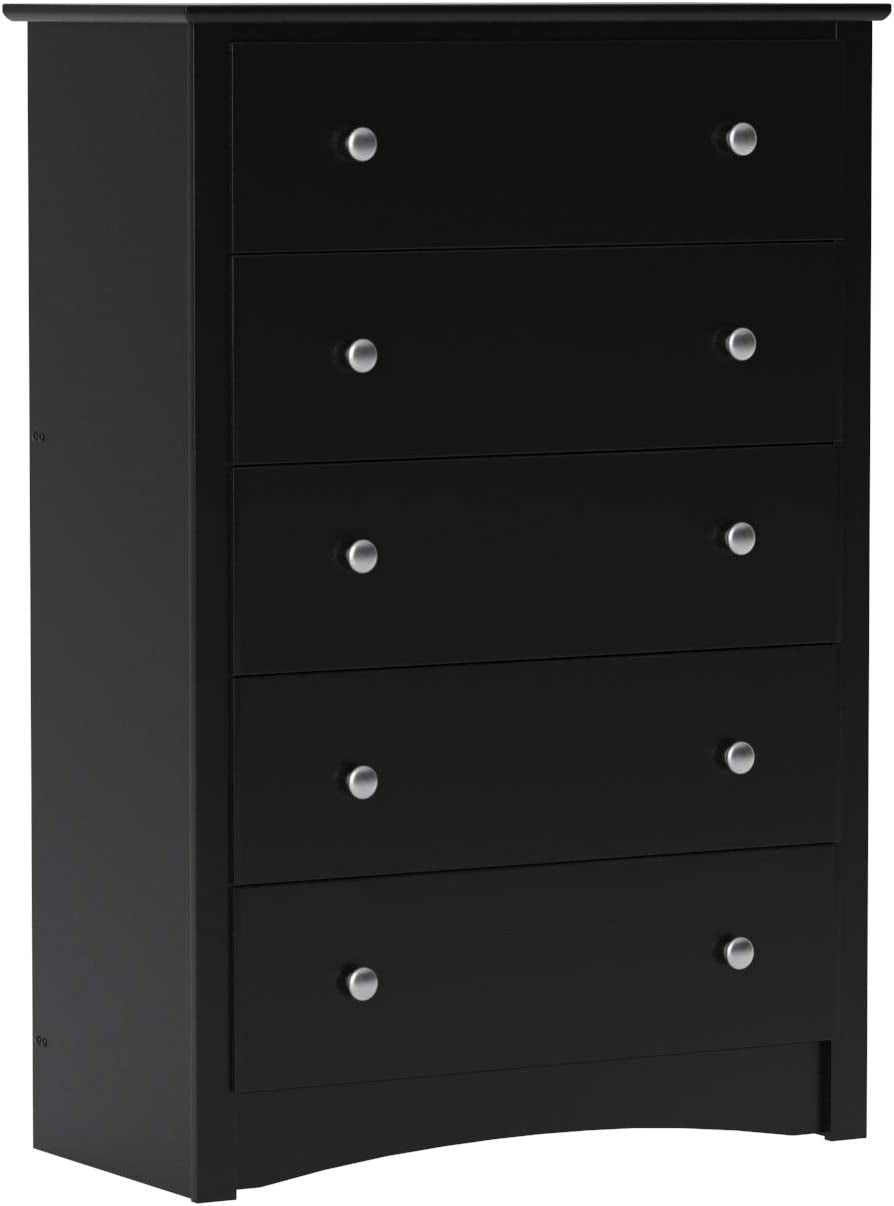 Sonoma Modern 5 Drawer Black Dresser Chest For Bedroom