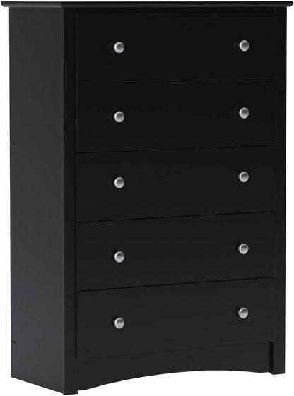 Sonoma Modern 5 Drawer Black Dresser Chest For Bedroom