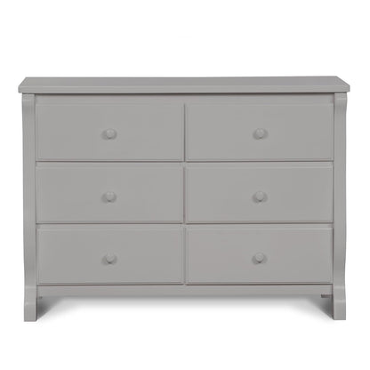 Six Drawer Dresser In Grey With Interlocking Drawers