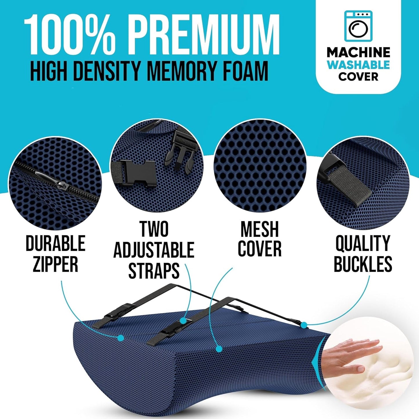 XL Memory Foam Seat Cushion With Lumbar Support Non Slip