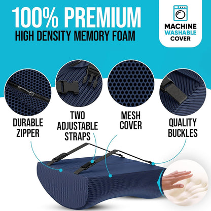 XL Memory Foam Seat Cushion With Lumbar Support Non Slip