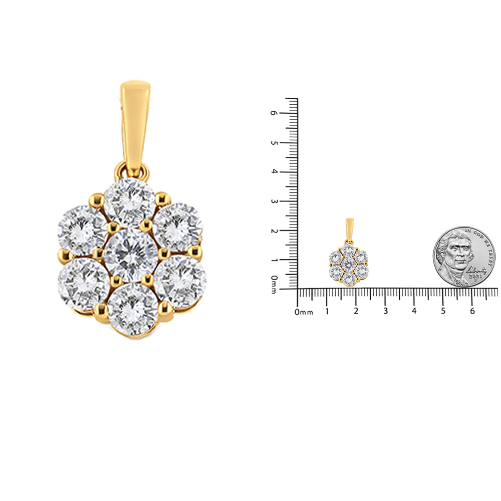 14K Yellow Gold 2.00 Cttw Brilliant Round-Cut Diamond 7 Stone Flower