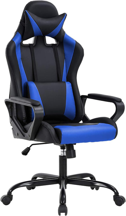 Blue High Back Ergonomic Gaming Chair With Lumbar Support