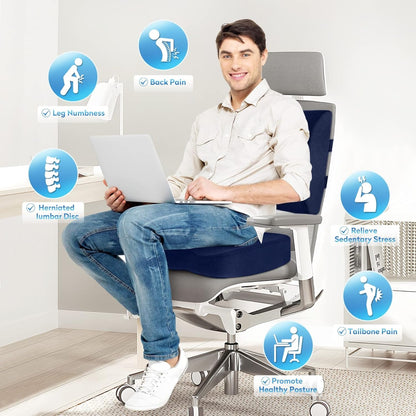 Blue Memory Foam Seat Cushion For Office Chair Lumbar