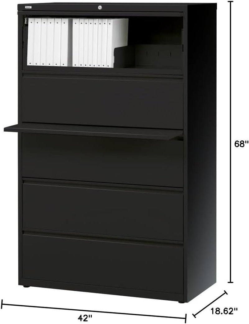 60550 Lateral File Cabinet 5 Drawer 42 Inch Black Office