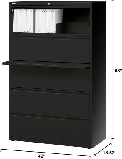 60550 Lateral File Cabinet 5 Drawer 42 Inch Black Office