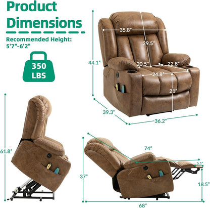 Tall Man Lift Recliner With Massage For Extended Comfort