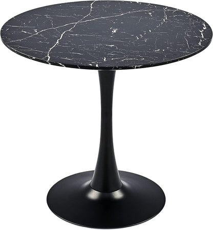 32 Inch Round Dining Table With Faux Marble Top Modern