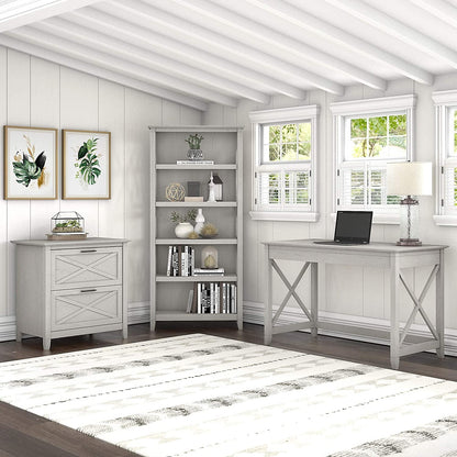 48W Writing Desk With Lateral File Cabinet Home Office Furniture