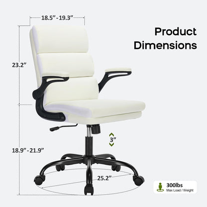 White Ergonomic Office Chair With Adjustable Back Support
