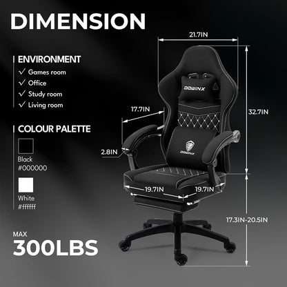Black Breathable Fabric Gaming Chair With Massage Pad
