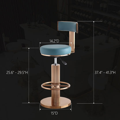 Blue Adjustable Height Counter Height Bar Stool With Backrest