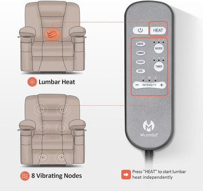 Beige Large Power Lift Recliner Chair With Massage And Heat