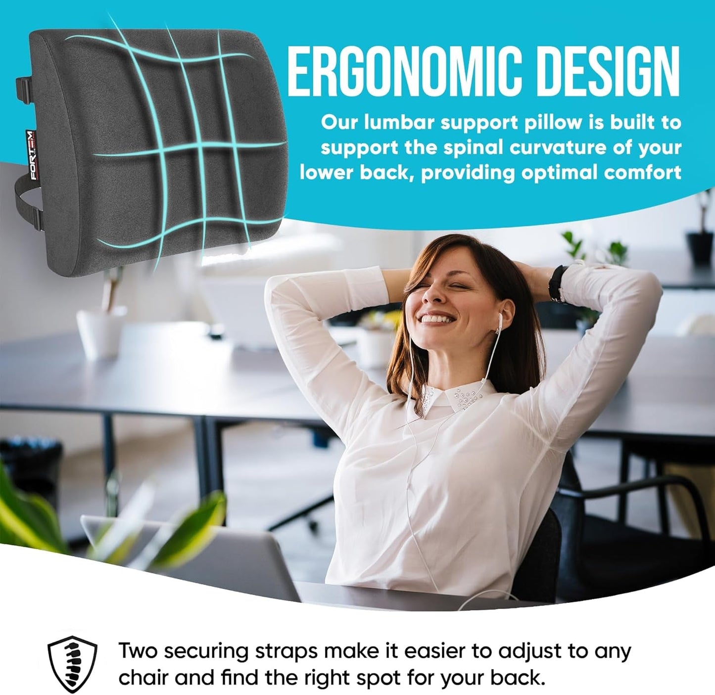 Memory Foam Lumbar Support Seat Cushion For Office Chair