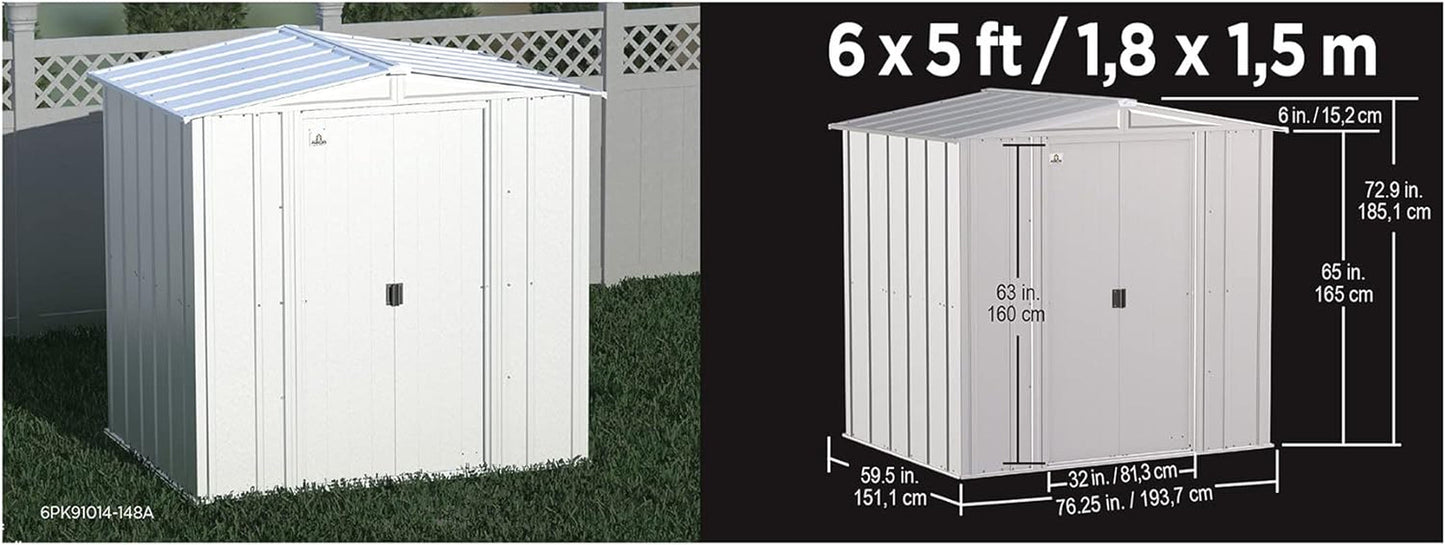 Steel Storage Shed 6x5 Flute Grey Outdoor Garden Shed