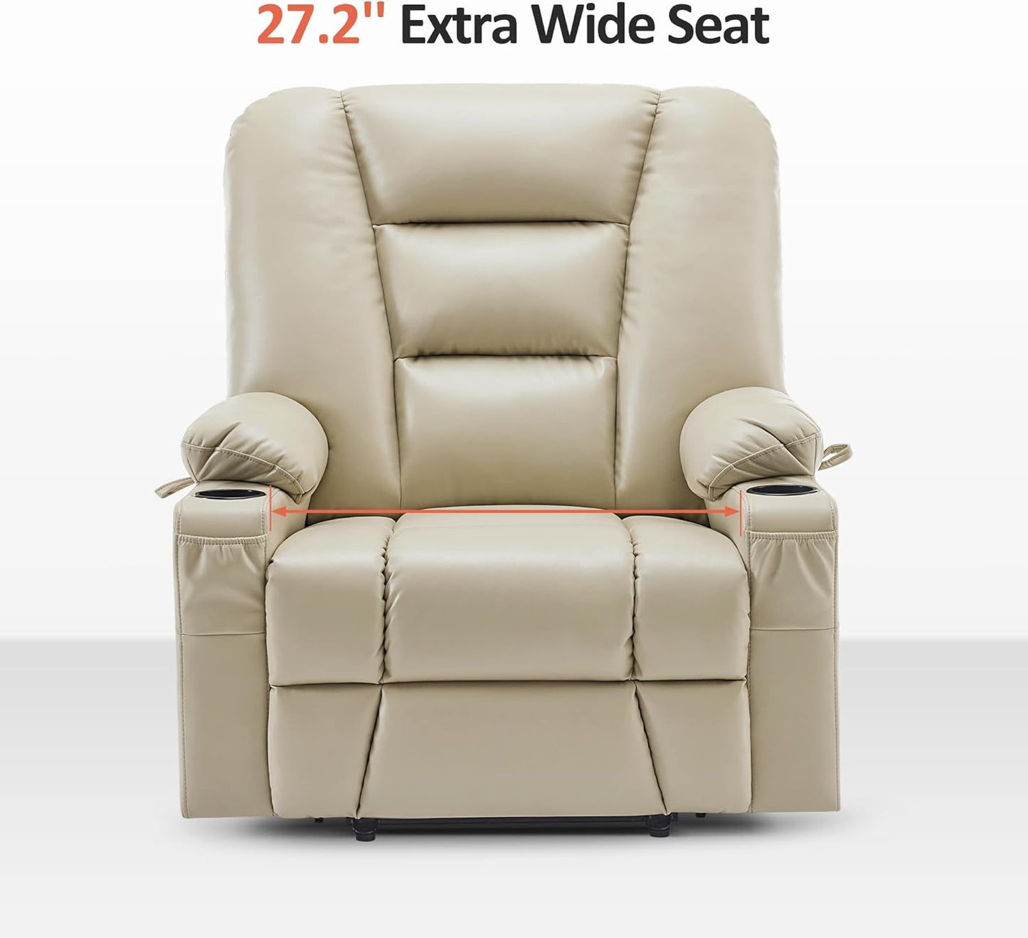 Beige Large Power Lift Recliner Chair With Massage And Heat