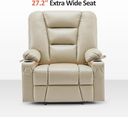 Beige Large Power Lift Recliner Chair With Massage And Heat