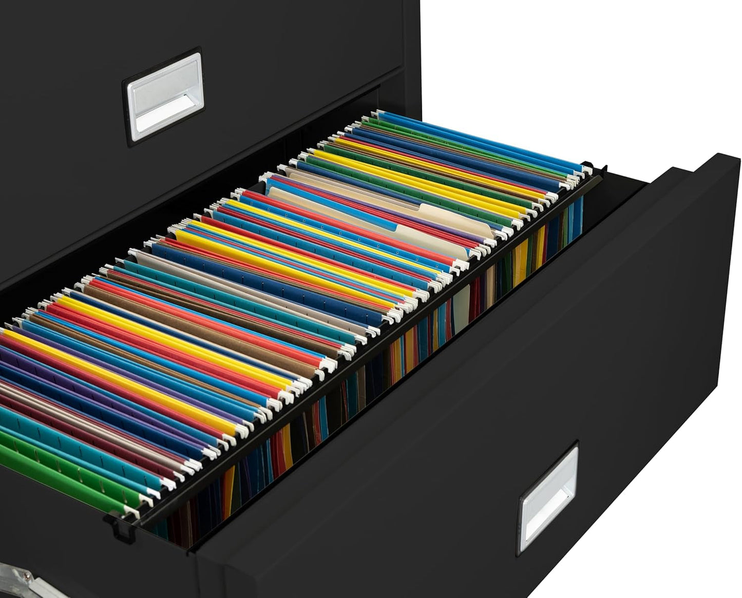 38 Inch Lateral 4 Drawer Fireproof File Cabinet With Key Lock Black