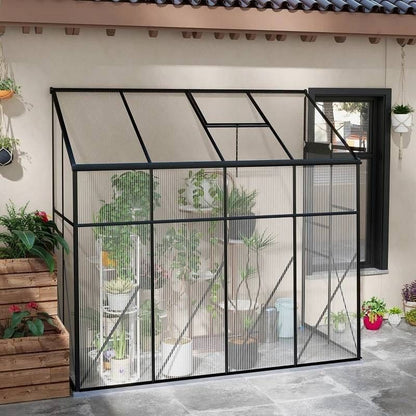 8.3 ft x 4.1 ft Outdoor Polycarbonate Lean-to Greenhouse with Black