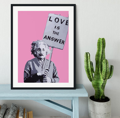 Banksy Love Is The Answer Pink Framed Print