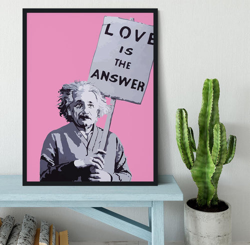 Banksy Love Is The Answer Pink Framed Print
