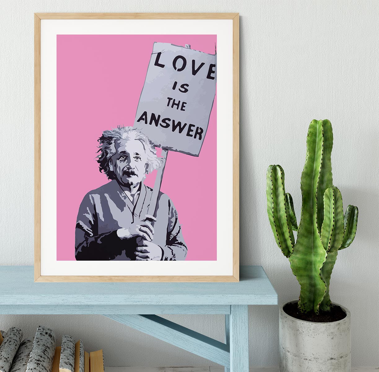 Banksy Love Is The Answer Pink Framed Print