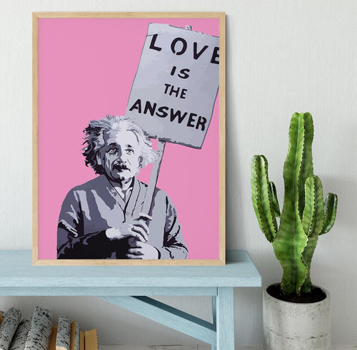 Banksy Love Is The Answer Pink Framed Print