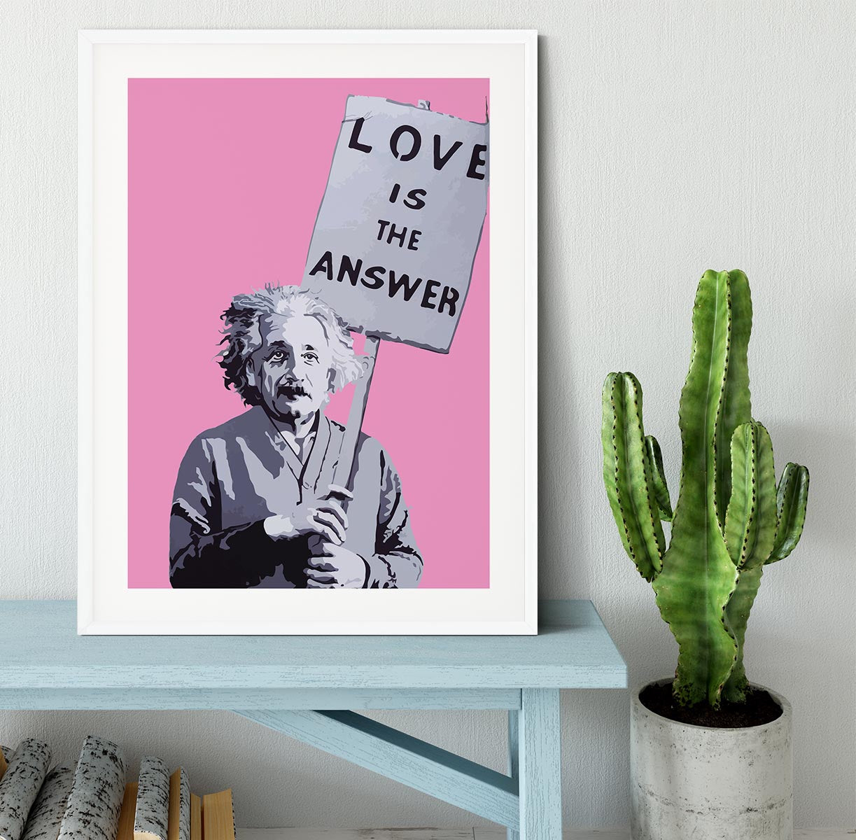 Banksy Love Is The Answer Pink Framed Print