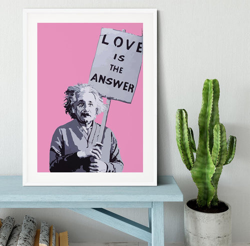 Banksy Love Is The Answer Pink Framed Print
