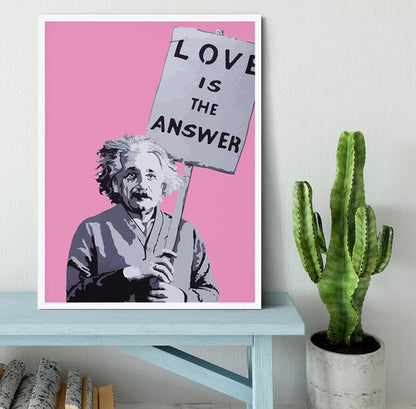 Banksy Love Is The Answer Pink Framed Print