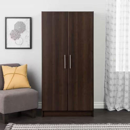 Bedroom Armoire Wardrobe Cabinet Closet with Hanging Rail in Brown