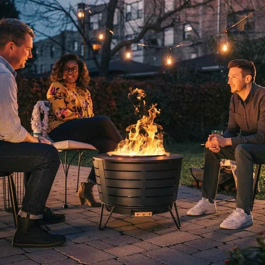 25-inch Outdoor Wood Burning Stainless Steel Smokeless Fire Pit with