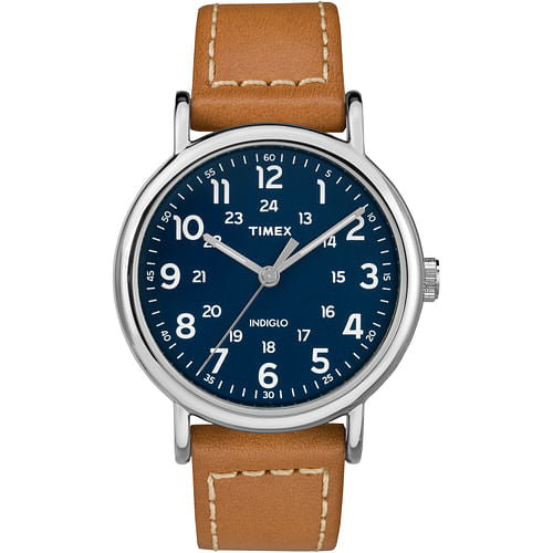 Timex Men's TW2R42500 Weekender 40 Brown/Blue Leather Strap Watch