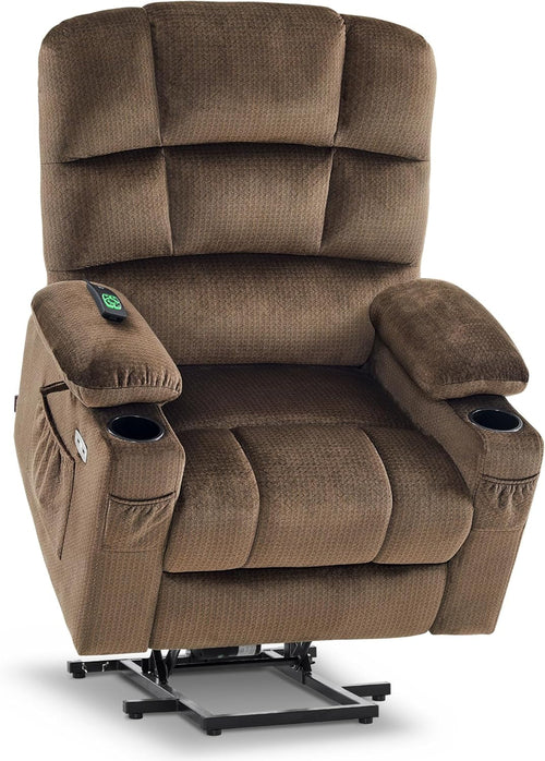 Brown Dual Motor Lift Recliner With Massage Heat USB