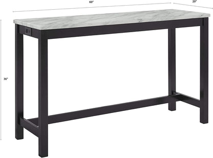 Blue Velvet Bar Table Set With 3 Stools Faux Marble Top